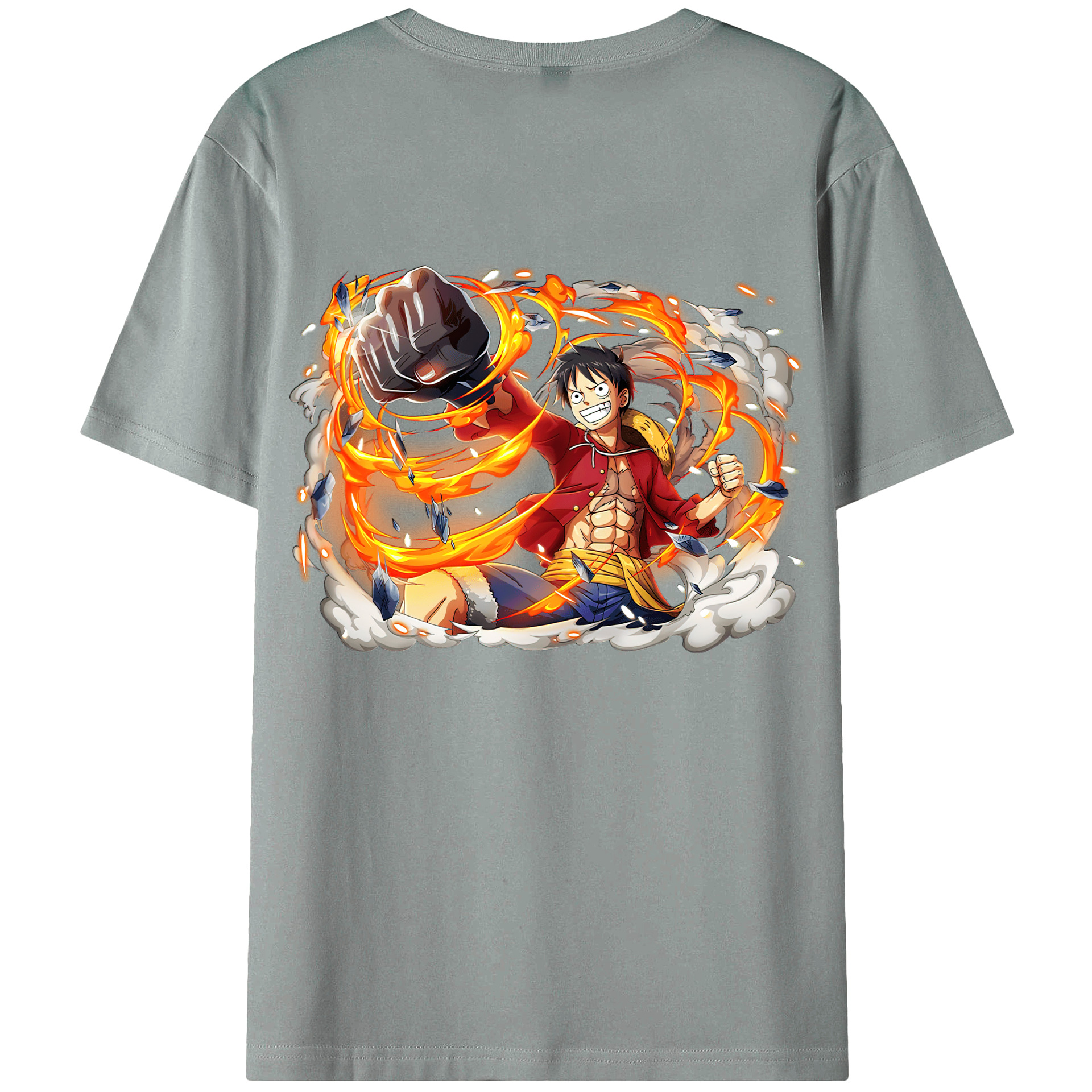 ワンピース モンキー・D・ルフィ ONE PIECE Monkey D. Luffy 綿100％ メンズ半袖Tシャツ（バックプリント） 通気性